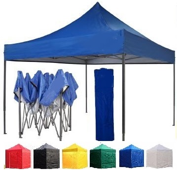 Gazebo pieghevole 2x2 bianco con pareti, porta e finestra